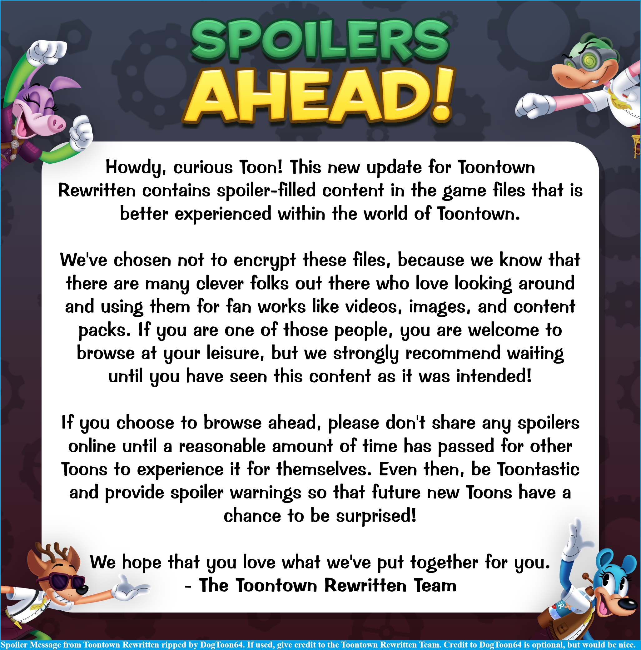 Toontown Rewritten - Spoiler Message