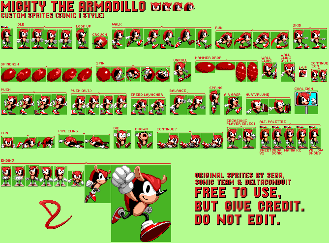 Sonic the Hedgehog Customs - Mighty (Sonic 1-Style)