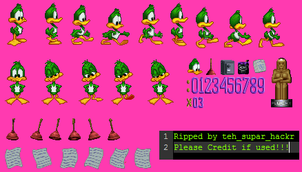 Tiny Toon Adventures: Plucky Duck in Hollywood Hijinks (Prototype) - General Sprites