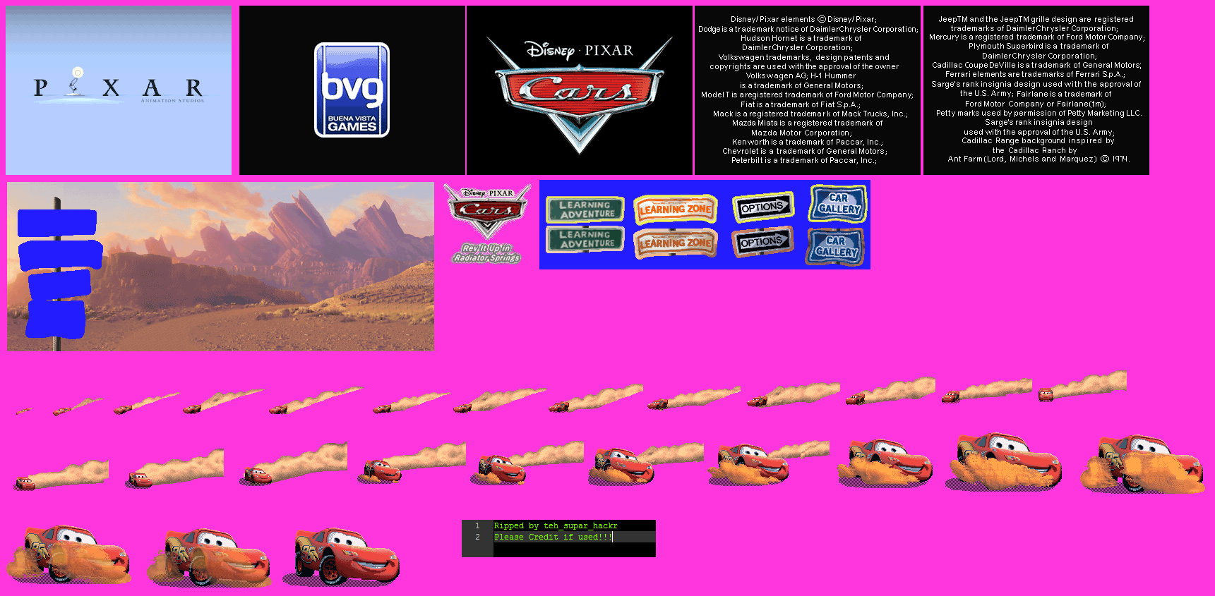 Cars: Rev It Up In Radiator Springs - Title Screen Elements