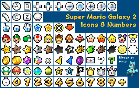 Super Mario Galaxy 2 - Dialog Icons & Numbers