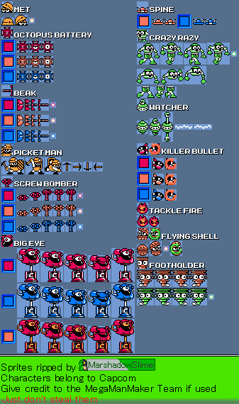 Mega Man Maker - Enemies (Mega Man 01)