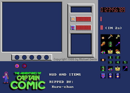 The Adventures of Captain Comic - HUD & Items