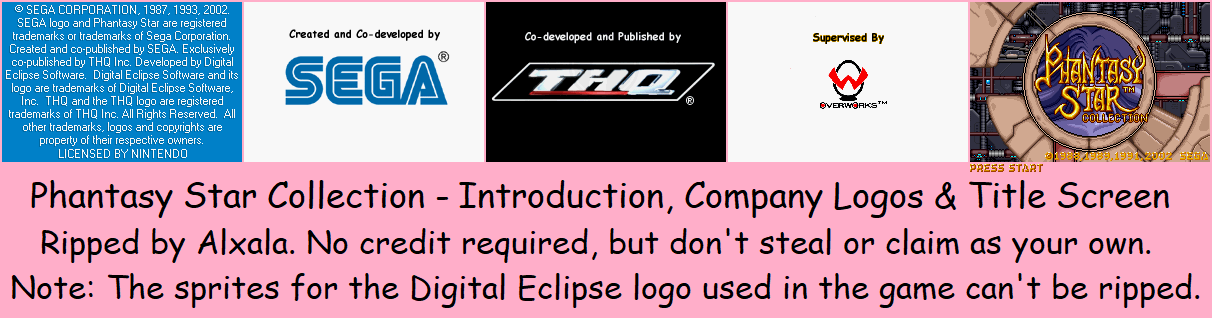 Phantasy Star Collection - Introduction, Company Logos & Title Screen
