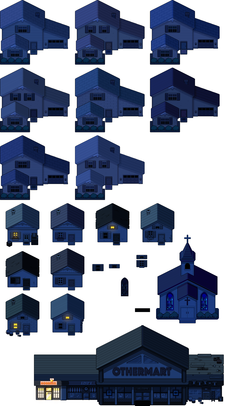 Faraway Town Buildings (Night)