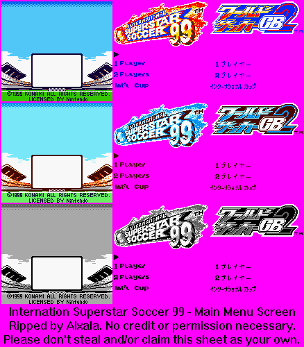 International Superstar Soccer 99 - Main Menu Screen