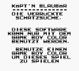 Käpt'n Blaubär: Die Verrückte Schatzsuche - Game Boy Error Message