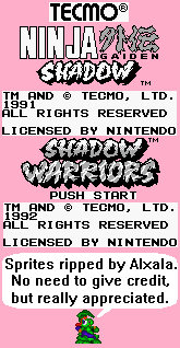 Ninja Gaiden Shadow / Shadow Warriors - Tecmo Logo & Title Screen Elements