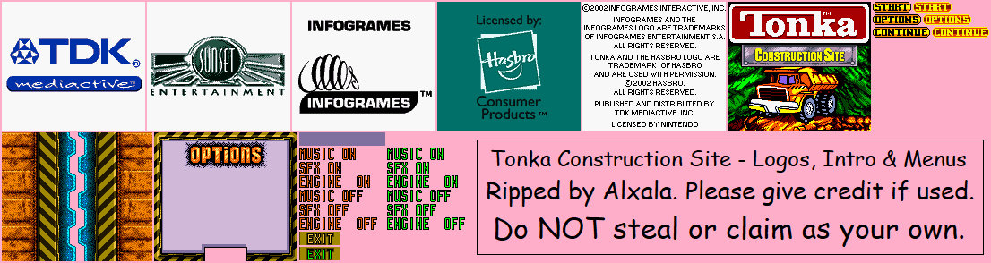 Tonka Construction Site - Logos, Intro & Menus