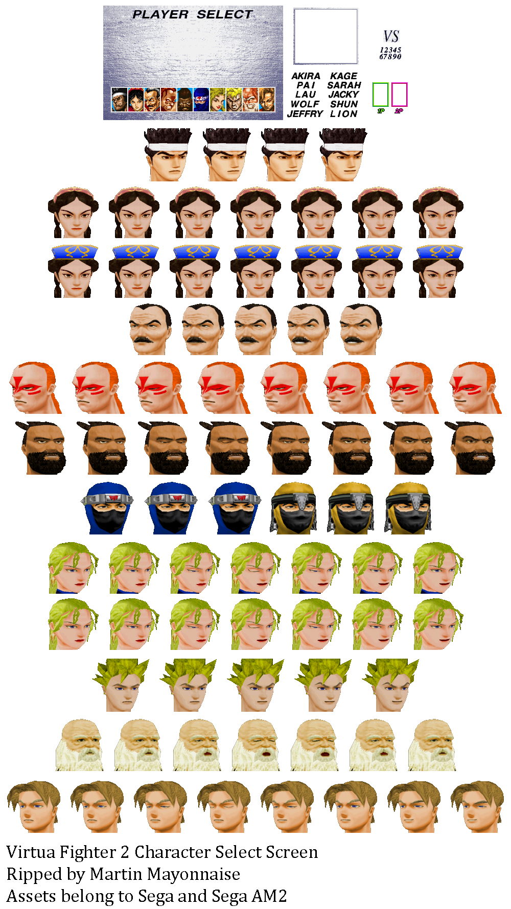 Virtua Fighter 2 - Character Select Screen