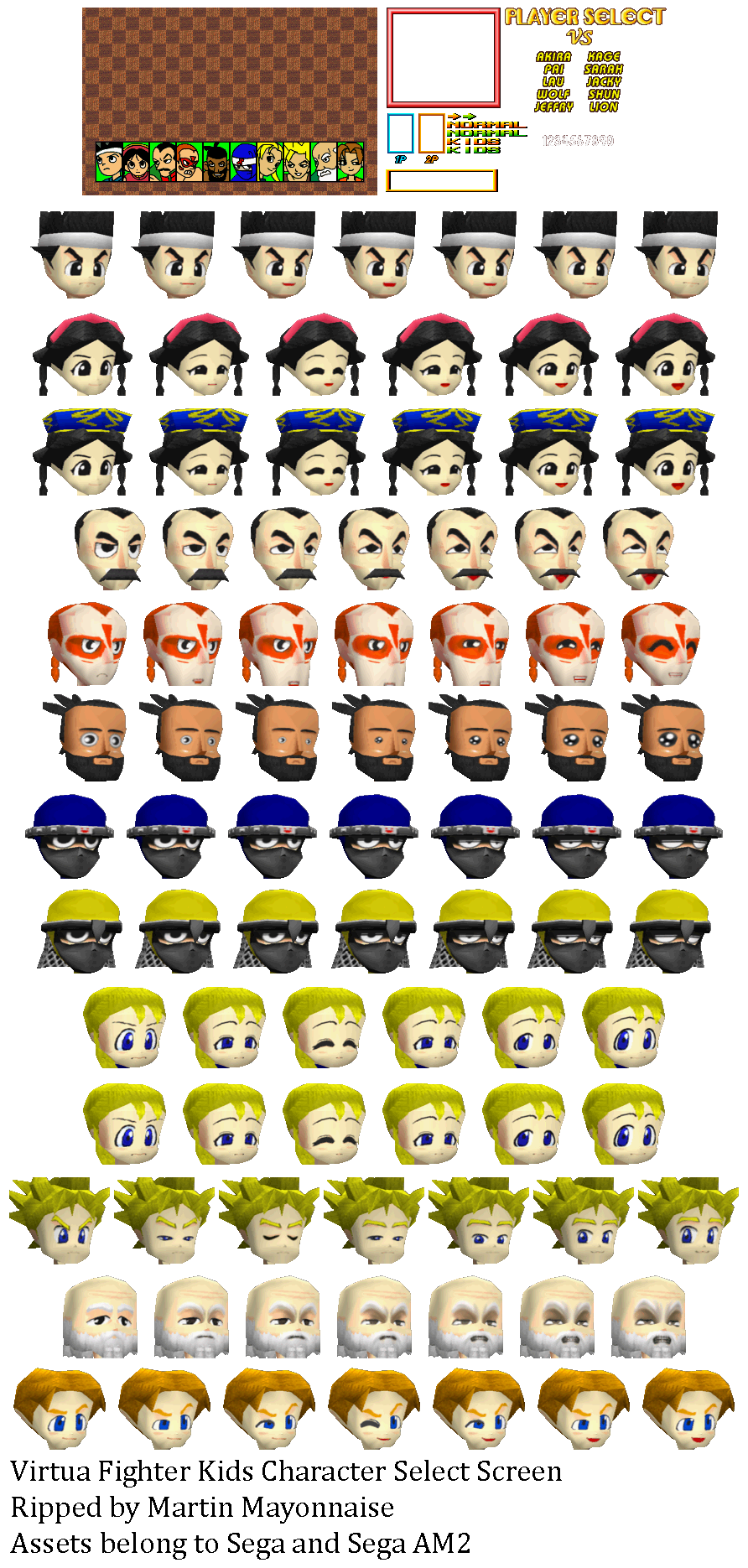 Virtua Fighter Kids - Character Select Screen