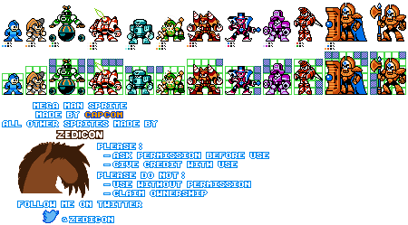 Mega Man & Bass Robot Masters (NES Style)