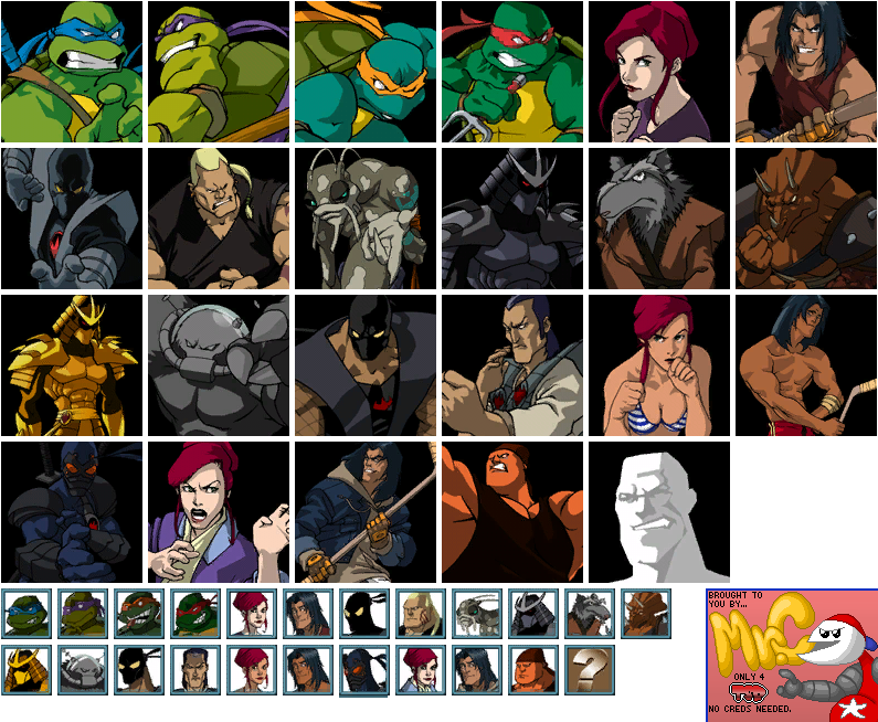 Teenage Mutant Ninja Turtles: Mutant Melee - Character Select Icons