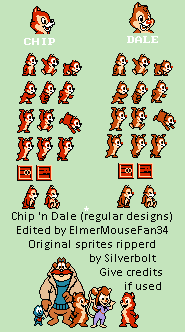 Disney / Pixar Customs - Chip 'n Dale (Regular Designs, NES-Style)