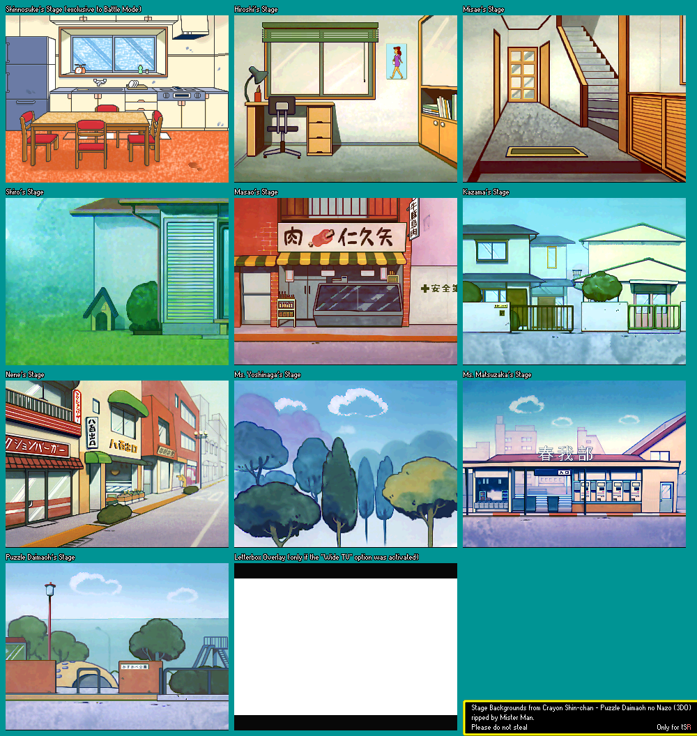 Crayon Shin-chan - Puzzle Daimaoh no Nazo (JPN) - Stage Backgrounds