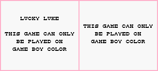 Lucky Luke - Game Boy Error Message