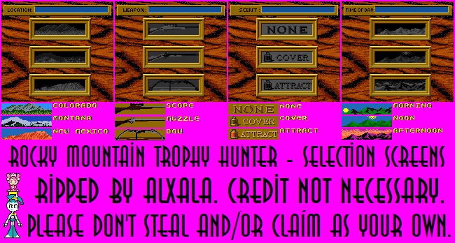 Rocky Mountain Trophy Hunter - Selection Screens