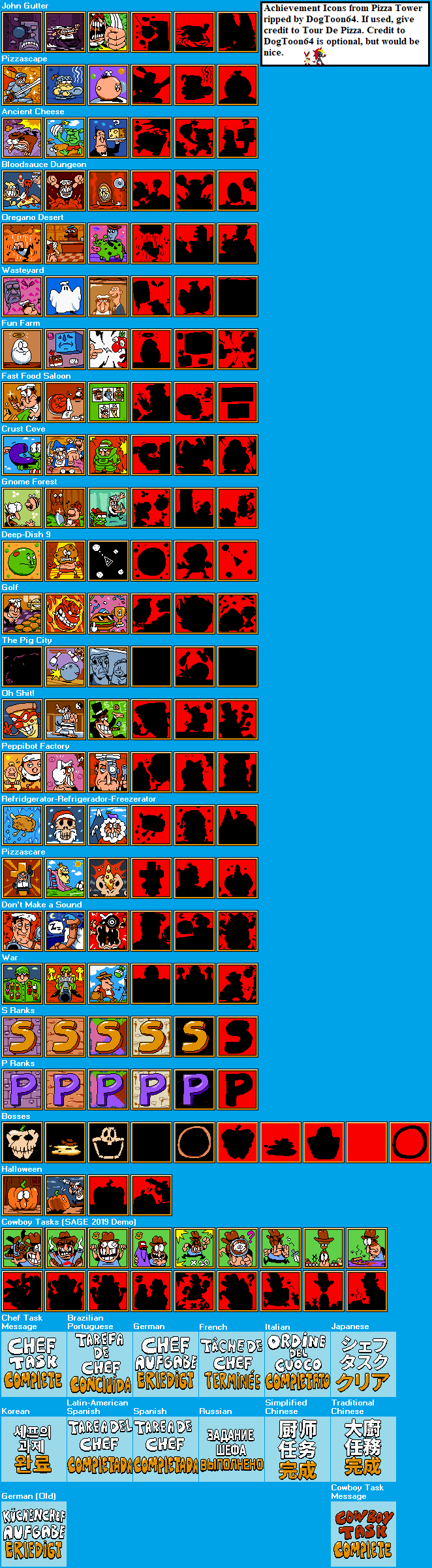 Pizza Tower - Achievement Icons