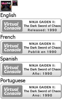 Virtual Console - NINJA GAIDEN II: The Dark Sword of Chaos
