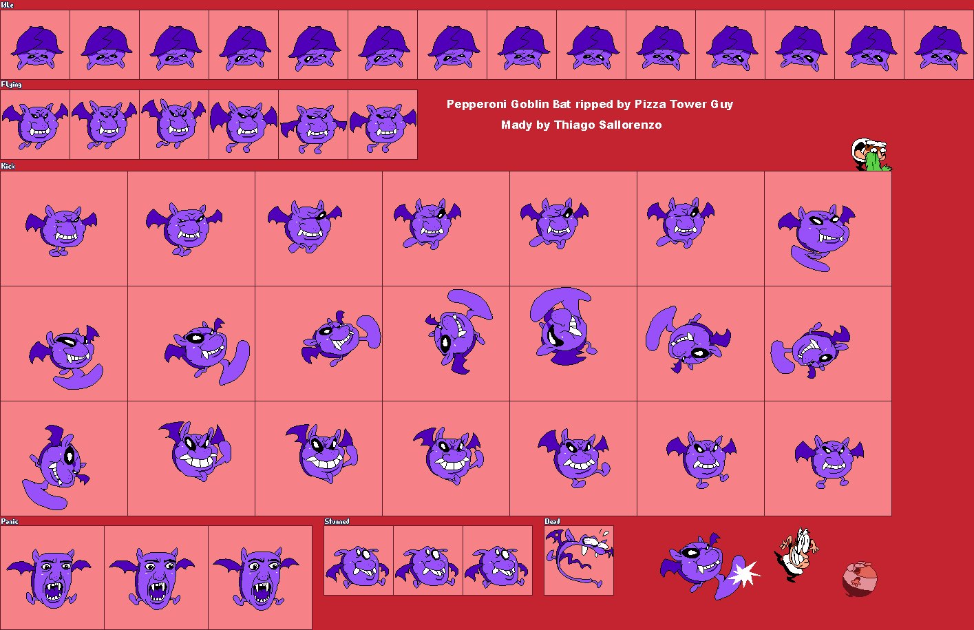 The Spriters Resource - Full Sheet View - Pizza Tower - Cannon Pizza Goblin