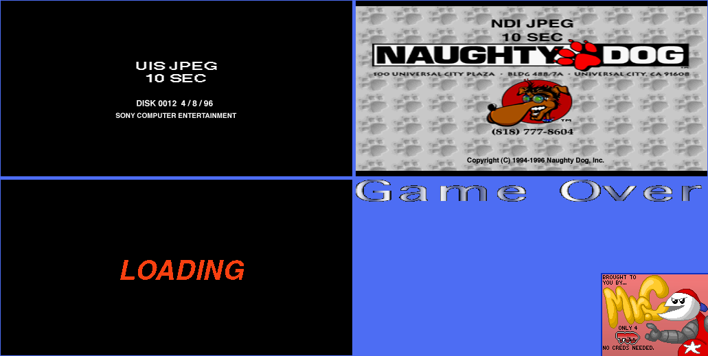 Crash Bandicoot - Logos and Other Screens (Apr. 8th, 1996 Prototype)