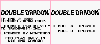 Double Dragon - Introduction & Mode Select