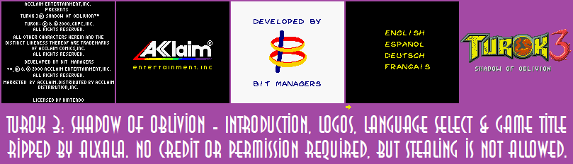 Introduction, Logos, Language Select & Game Title