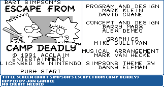Bart Simpson's Escape From Camp Deadly - Title Screen