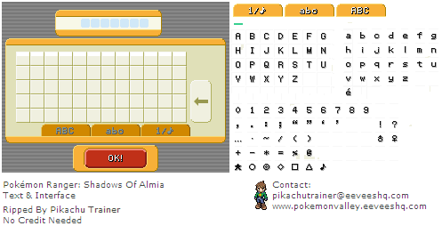 Pokémon Ranger 2: Shadows of Almia - Text