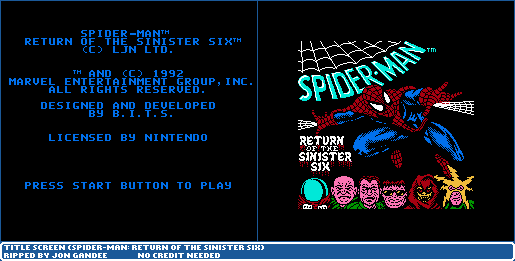 Spider-Man: Return of the Sinister Six - Title Screen