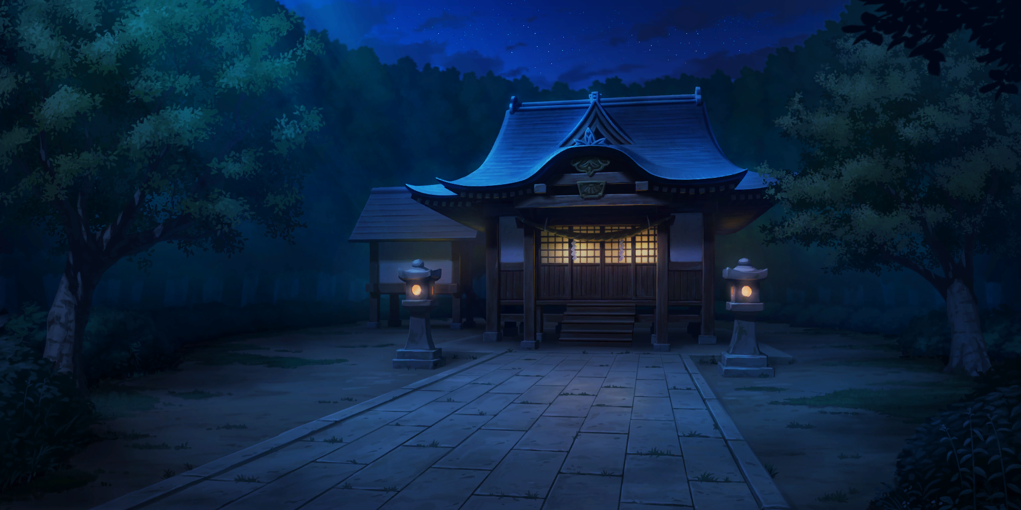 Touhou LostWord - Hakurei Shrine (Night)