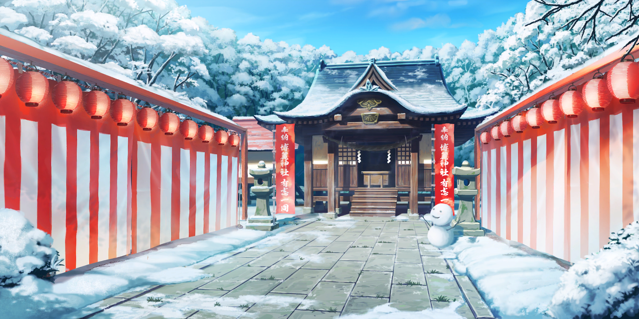 Touhou LostWord - Hakurei Shrine (Winter, Festival)