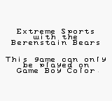 Extreme Sports with the Berenstain Bears - Game Boy Error Message