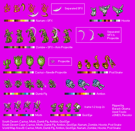 World Map Area B / South Desert / South Desert Cave Enemies