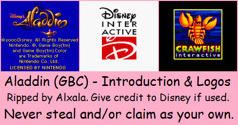 Aladdin (Game Boy Color) - Introduction & Logos