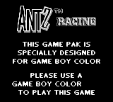 Antz Racing - Game Boy Error Message