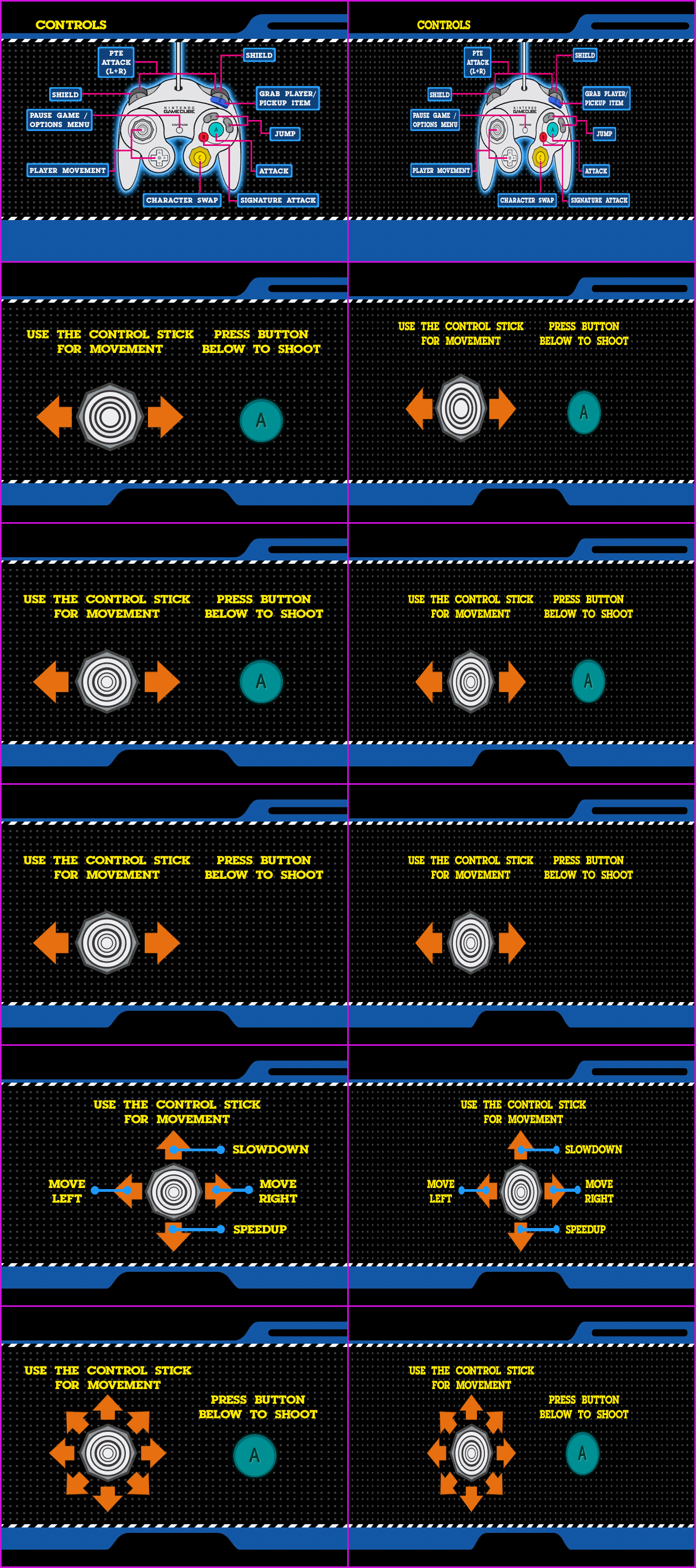 Control Screens (GameCube Controller)