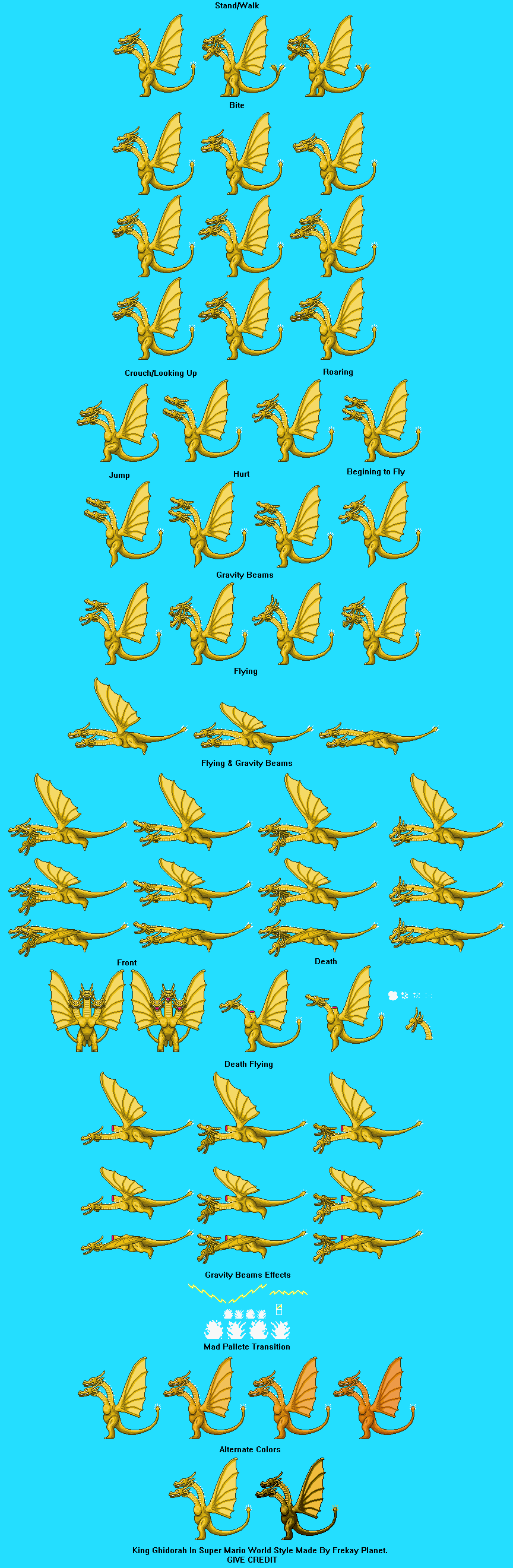 Custom / Edited - Godzilla Customs - King Ghidorah (Heisei Era, Super Mario World-Style) - The Spriters Resource Custom / Edited - Godzilla Customs - King Ghidorah (Heisei Era, Super Mario World-Style) - The Spriters Resource