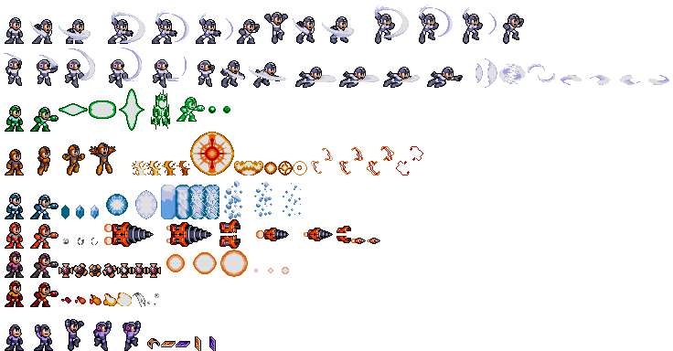 Mega Man & Bass Weapons (Wily Wars-Styled)