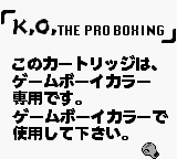 K.O.: The Pro Boxing (JPN) - Game Boy Error Message