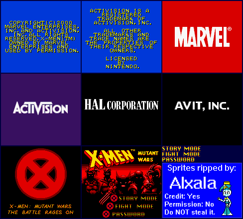 X-Men: Mutant Wars - Start Screens & Main Menu