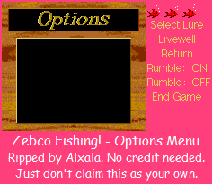 Zebco Fishing! - Options Menu