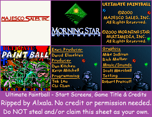 Ultimate Paintball - Start Screens, Game Title & Credits