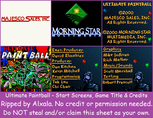 Start Screens, Game Title & Credits