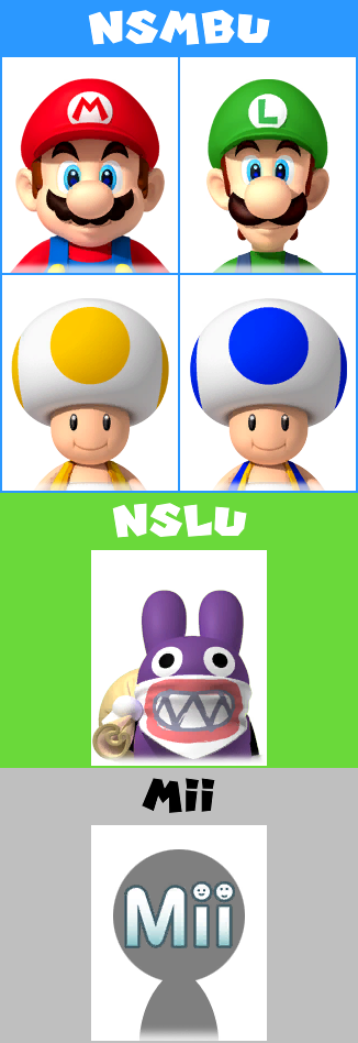 New Super Mario Bros. U / New Super Luigi U - Playable Character Portraits
