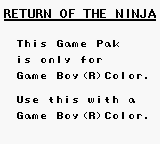 Return of the Ninja - Game Boy Error Message