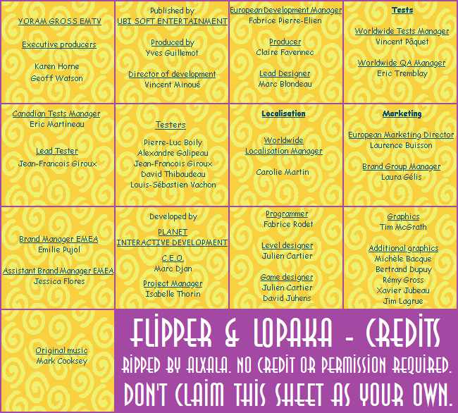 Flipper & Lopaka - Credits