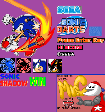 Sonic Darts - Title Screen and Score Screens