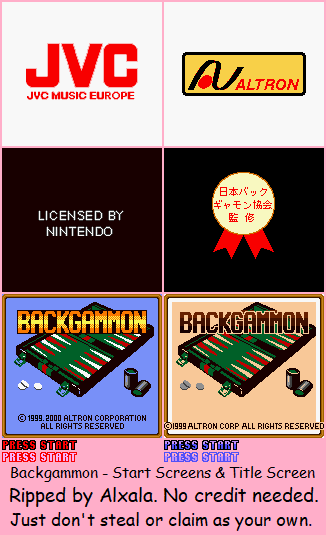 Backgammon - Start Screens & Title Screen