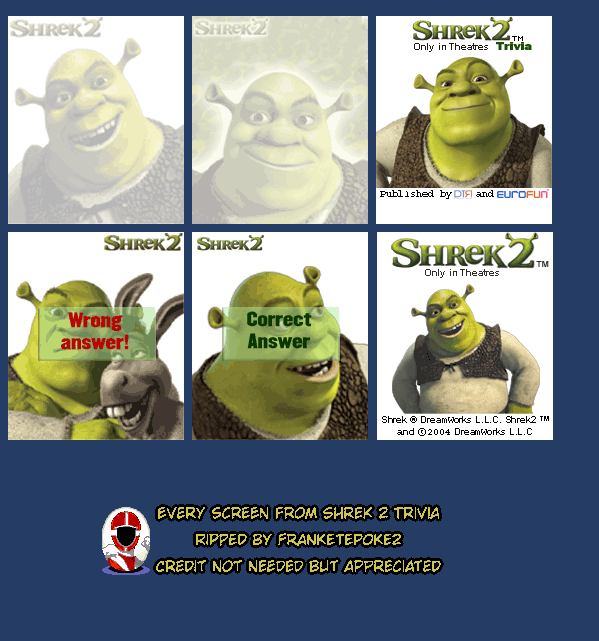 Shrek 2 Trivia - Menu Screens